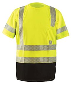 Occunomix Lux-Tssp3Bk-Yl Segmented Tape, Black Bottom, Class 3 T-Shirt, Yellow, Size Large
