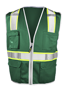 Occunomix Lux-Xtomsz-Gr4/5X Non-Ansi Solid Front/Mesh Back, Two-Tone Surveyor Vest, Green, Size 4X/5X-Large