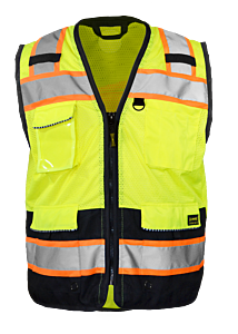 Occunomix Sp-Rlts2B-Y2X Recycled Light Duty Class 2 Surveyor Vest, Black Bottom, Two-Tone, Yellow, Size 2X-Large