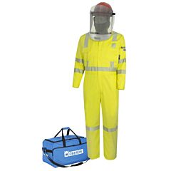 Oberon Tcg10-Cke-Hvy-3Xl Arc Flash Suit Kit, 10 Cal Tcg, Comes With Hard Cap And Face Shield, Balaclava, Coveralls, And Storage Bag, Color: Yellow, Size 3X-Large