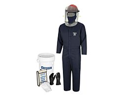 Oberon Ev12-Bkt-2Xl-10 Electric Vehicle 12 Cal Tcg2P Arc Flash & Shock Suit Kit, Face Shield W/Hard Cap, Class 0 Glove Kit, Size Large, 10, Coverall, Size: Regular 2Xl, Regular: 5'10", 6'1" Height, 2Xl: Chest (In) 50, Waist (In) 44