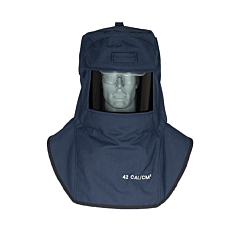 Oberon Cat4-Nb-C Arc Flash Hood With Hard Cap, 40 Cal Cat, Color: Navy Blue, Window: True Color Grey (Tcg)