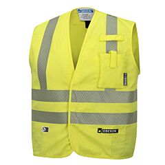 Oberon Zfa106-4Xl Hi-Vis Fr/Arc Rated Safety Vest, 7.5 Oz 88/12, Snap Closure, Yellow, Size 4X-Large