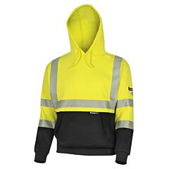 Oberon Zfc106-M Hi-Vis 100% Fr/Arc Rated Heavyweight Pullover Hoodie, 12 Oz Cotton Fleece, Black Bottom, Yellow, Size Medium