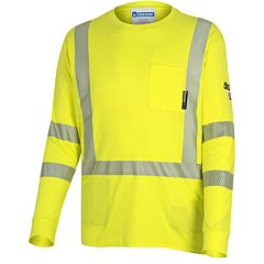 Oberon Zfi306-2Xl Hi-Vis 100% Fr/Arc Rated Long Sleeve T-Shirt, 7 Oz Cotton Interlock, 2" Tape, Yellow, Size 2X-Large