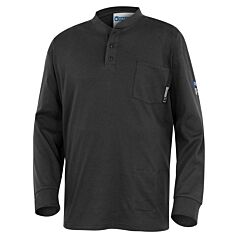 Oberon Zfi409-3Xl 100% Fr/Arc Rated Long Sleeve Henley Shirt, 7 Oz Cotton Interlock, Navy, Size 3X-Large