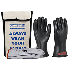 Oberon Glvkt-Brc0-1108 Electrical Rubber Glove Kit, Class 0, Length: 11", Rolled Cuff, Size: Regular, 8