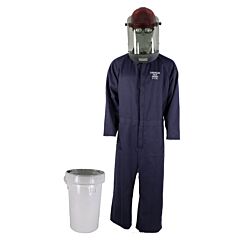 Oberon Hrc2-Bkt-Nb-Xl Arc Flash Bucket Kit, 8 Cal Hrc2, Comes With Coveralls, Hard Cap, Face Shield, Balaclava & Storage Bucket, Color: Navy Blue, Size X-Large