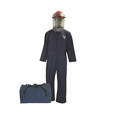 Oberon Hrc2-Cce-Nb-Tl Arc Flash Bag Kit, 8 Cal Hrc2, Comes With Coveralls, Canadian Hard Cap, Face Shield, Balaclava & Storage Bucket, Color: Navy Blue, Size Large Tall
