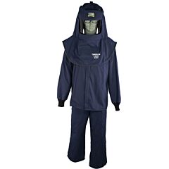 Oberon Lan2Stb-5Xl+Hvsl Arc Flash Suit Kit, 12 Cal Lan, Comes With Hood With Hard Cap, Coat, Bib Overalls And Hood Ventilation System W/Light, Color: Navy Blue, Size 5X-Large