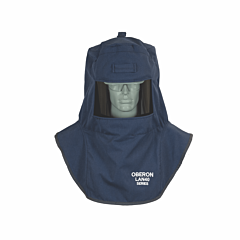 Oberon Lan4-A5 Arc Flash Hood With A5 Hard Hat Adapters, 40 Cal Lan, Color: Navy Blue, Window: True Color Grey (Tcg)