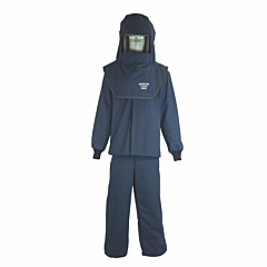 Oberon Lns4B-Tm 40 Cal Lan Arc Flash Suit Kit, Comes With Hood With Hard Cap, Coat And Bib Overalls, Color: Navy Blue, Size Medium Tall