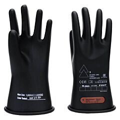 Oberon Rg-B-C0-R11-12 Rubber Electrical Gloves, Class 0, Length: 11", Rolled Cuff, Size: X-Large, 12