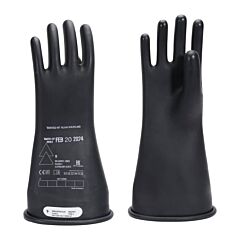 Oberon Rg-B-C1-R14-8 Rubber Electrical Gloves, Class 1, Length: 14", Rolled Cuff, Size: Regular, 8