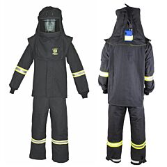 Oberon Tcg6B-2Xl 100 Cal Tcg Arc Flash Suit Kit, Hood, Coat And Bib Coveralls, Color: Black, Size 2X-Large