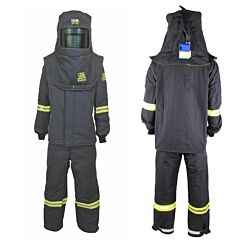 Oberon Tcg7B-S+Hvs 140 Cal Tcg Arc Flash Suit Kit, Hood, Coat, Bib Coveralls And Hood Ventilation System, Color: Black, Size Small