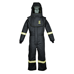 Oberon Tcg3A-S+Hvs 25 Cal Tcg Arc Flash Suit Kit, Hood, Coveralls And Hood Ventilation System, Color: Black, Size Small