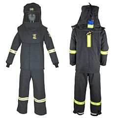 Oberon Tcg3B-Es-2Xl+Hvsl 25 Cal Tcg Arc Flash Suit Kit, Hood, Coat, Bib Coveralls And Hood Ventilation System & Light, With Escape Strap, Color: Black, Size 2X-Large