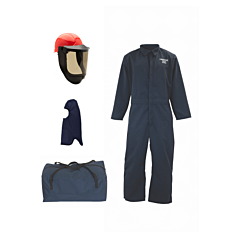 Oberon Tcg2P-Cke-El-Nb-M Arc Flash Bag Kit, 12 Cal Tcg2P, Ez Lift Ppe, Comes With Coveralls, Hard Cap, Face Shield, Balaclava & Storage Bucket, Color: Navy Blue, Size Medium