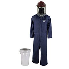 Oberon Tcg2P-Bkt-Nb-5X Arc Flash Bucket Kit, 12 Cal Tcg2P, Comes With Coveralls, Hard Cap, Face Shield, Balaclava & Storage Bucket, Color: Navy Blue, Size 5X-Large
