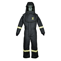 Oberon Tcg4A-3Xl+Hvs 40 Cal Tcg Arc Flash Suit Kit, Hood, Coveralls And Hood Ventilation System, Color: Black, Size 3X-Large