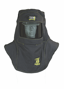 Oberon Tcg40-C+Hvsl Arc Flash Hood With Hard Cap, 40 Cal Tcg, With Hood Ventilation System & Light, Color: Black, Window: True Color Grey (Tcg)