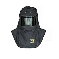 Oberon Tcg40-A4+Hvs Arc Flash Hood With A4 Hard Hat Adapters, 40 Cal Tcg, With Hood Ventilation System, Color: Black, Window: True Color Grey (Tcg)