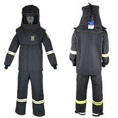 Oberon Tcg55B-M+Hvsl 55 Cal Tcg Arc Flash Suit Kit, Hood, Coat, Bib Coveralls And Hood Ventilation System & Light, Color: Black, Size Medium