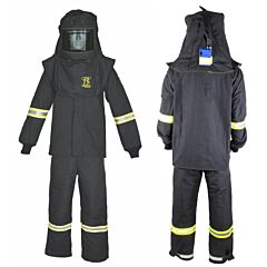 Oberon Tcg75B-Xl 75 Cal Tcg Arc Flash Suit Kit, Hood, Coat And Bib Coveralls, Color: Black, Size X-Large