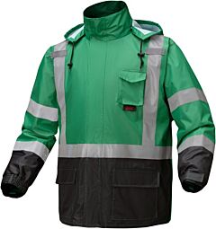Gss Safety 6016 Multi Color Premium Hooded Rain Coat Black Bottom, Cert Green, Size 2X/3X-Large