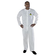 Cordova Cpel Defender White Microporous Coveralls, Zipper Front And Collar, Elastic Wrists And Ankles, Size Large