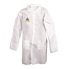 Cordova Mplab200S Defender Ii, White Microporous Lab Coats With 4-Snap Front & Collar, 3 Pockets, Open Wrists, Size Small