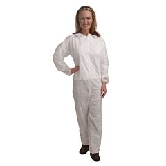 Cordova Coem Economy Weight, White Polypropylene Coveralls, Zipper Front And Collar, Elastic Wrists & Ankles, Size Medium