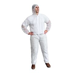 Cordova Coehxl Economy Weight, White Polypropylene Coveralls With Hood, Zipper Front, Elastic At Hood, Wrists & Ankles, Size X-Large