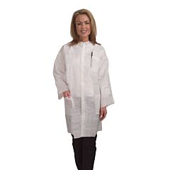 Cordova Lc55Epxl Heavy Weight, White Polypropylene Lab Coats, Collar & Snap Button Front, 2 Waist Pockets, Elastic At Wrists, Size X-Large
