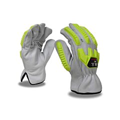 Cordova 8508S Caliber® Gt Grain Goatskin Drivers Gloves, Thinsulate Lined, Keystone Thumb, Lime Tpr Protectors, Ansi Cut Level A5, Ansi Impact Level 2, Size Small