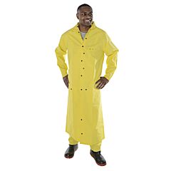 Cordova R8622Frc2Xl Defiance Fr .28 Mm Pvc/Nylon/Pvc, Yellow 2-Piece Rain Coat, Limited Flame Resistant, Storm Fly Front With Snap Buttons, 60" Length, Detachable Hood, Size 2X-Large