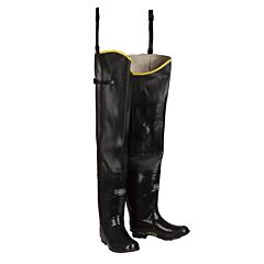 Cordova Bh-12 Black Hip Boot With Adjustable Straps, Plain Toe, Cotton Lined, 32-Inch Length, Size 12