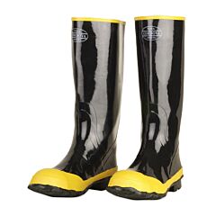 Cordova Bst-14 Black Boot With Black Ribbed Sole, Yellow Steel Toe & Steel Shank, Cotton Lined, 16-Inch Length, Over-The-Sock Style, Size 14