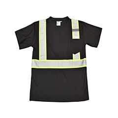 Cordova Vsb151Xl Cor-Brite®, Non-Rated, Black Birdseye Polyester Shirt, Short Sleeves, Chest Pocket, One Mic Tab, Segmented Two-Tone Reflective Tape, Size X-Large
