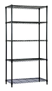 Quantum Wr74-1830Bk-5 Wire Shelving Unit, 30" W X 18" D X 74" H, 5 Shelves, Black Epoxy Antimicrobial Finish, Nsf