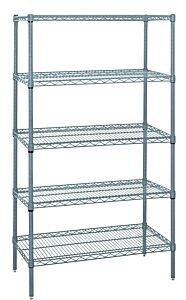 Quantum Wr86-2142Gy-5 Wire Shelving Unit, 42" W X 21" D X 86" H, 5 Shelves, Gray Epoxy Antimicrobial Finish, Nsf