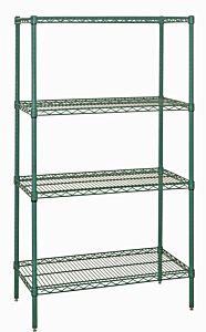 Quantum Wr86-2142P-5 Wire Shelving Unit, 42" W X 21" D X 86" H, 5 Shelves, Green Epoxy Antimicrobial Finish, Nsf