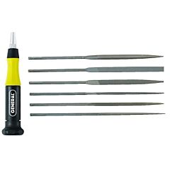 General Tools 707476 6 Pc. Swiss Pattern Needle File Sets, W/Handle