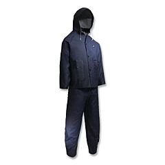 Onguard 7659900.Lg Sitex 3-Pc Rain Suit With Detachable Hood Jacket/Bib Overalls, 0.35 Mm Thick, Polyester/Pvc, Blue, Large