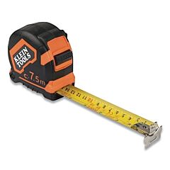 Klein Tools 9375 Magnetic Double-Hook Tape Measure, 7 M (25 Ft), Metric/Sae, Orange/Black
