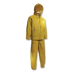 Onguard 7601700.Xl Webtex 3-Pc Rain Suit With Hooded Jacket/Bib Overalls, 0.65 Mm Thick, Heavy-Duty Ribbed Pvc, Yellow, X-Large
