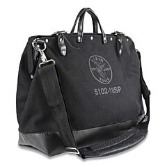 Klein Tools 510218Spblk No. 8 Canvas Deluxe Tool Bag, 13 Interior Pockets, 6 In W X 14 In H X 18 In L, Black, Removable Shoulder Strap