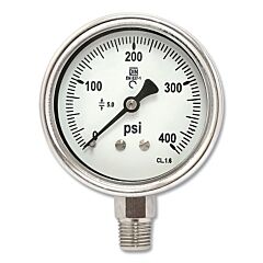 Best Welds Mipsb25400 Pressure Gauge, 2-1/2 In, 400 Psi, 1/4 In Npt, Mip