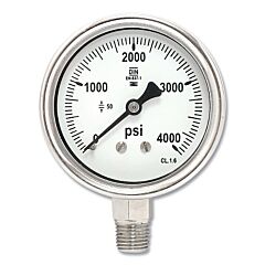 Best Welds Mipsb254000 Pressure Gauge, 2-1/2 In, 4000 Psi, 1/4 In Npt, Mip